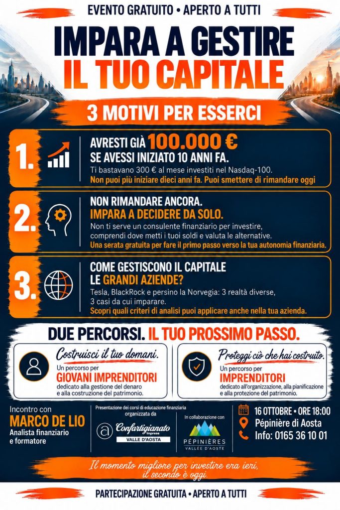 Evento 16 ottobre: impara a gestire il tuo capitale - 3 motivi per esserci