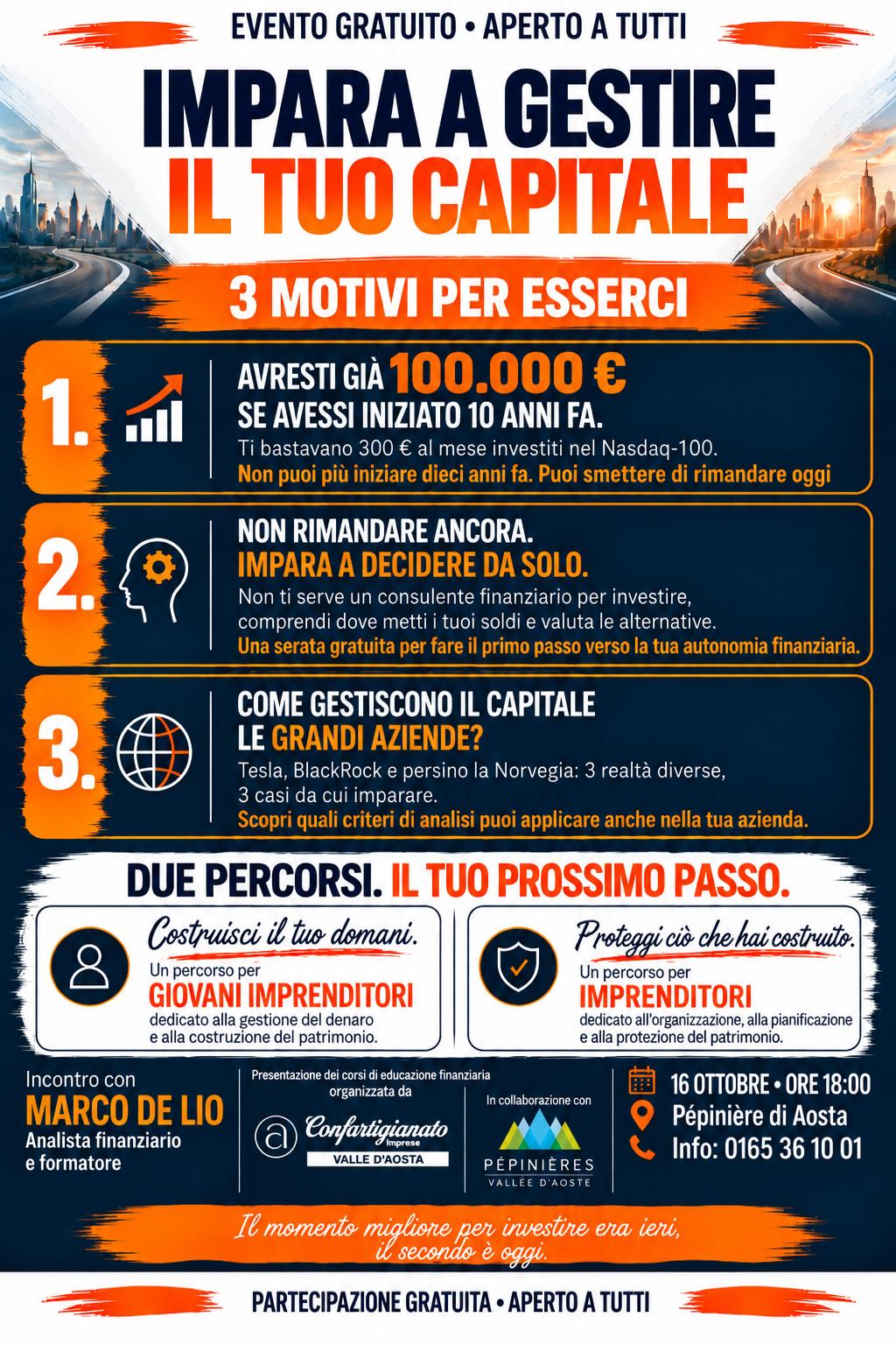Evento 16 ottobre: impara a gestire il tuo capitale - 3 motivi per esserci